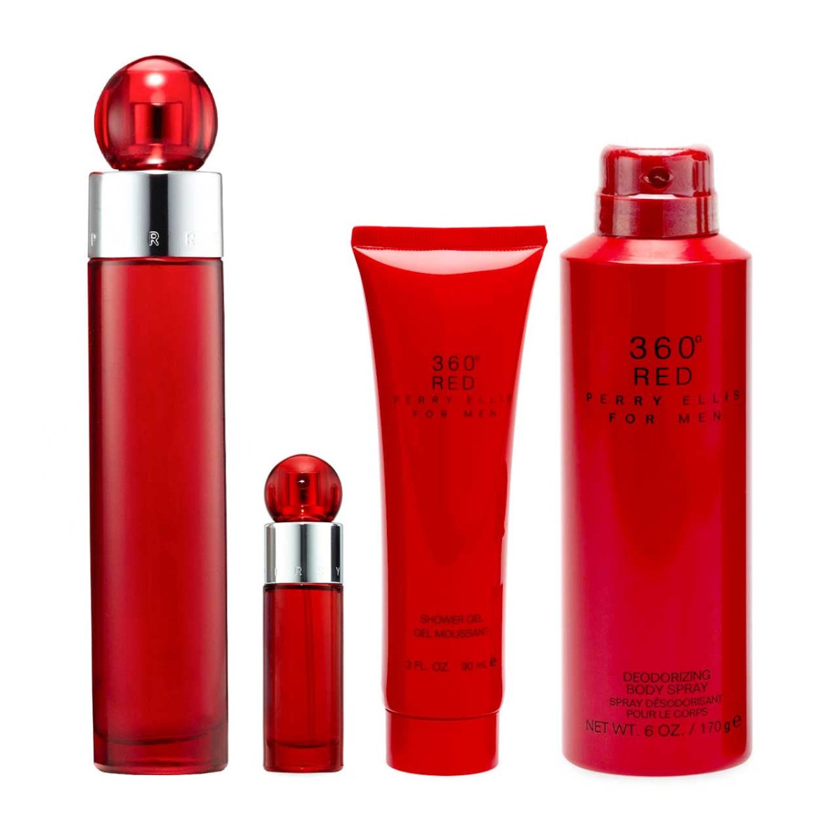 360 Red Estuche 4 Piezas Hombre EDT 100ml + Gel de Ducha 90ml + Desodorante + Miniatura 10ml
