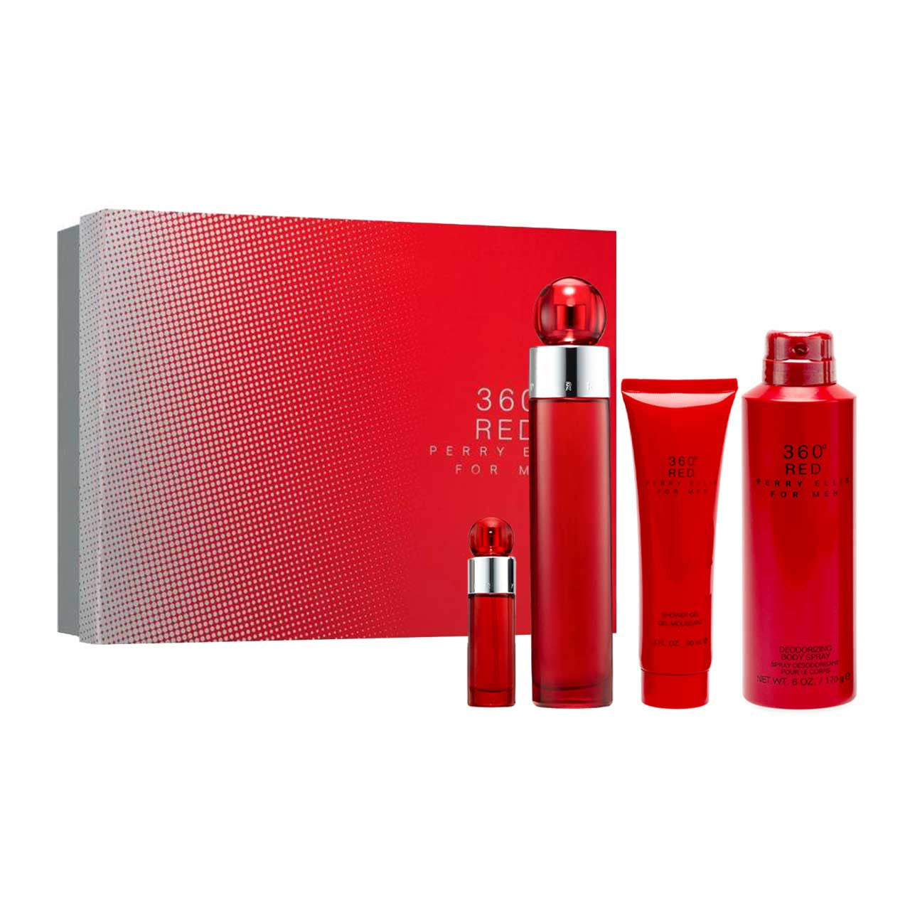 360 Red Estuche 4 Piezas Hombre EDT 100ml + Gel de Ducha 90ml + Desodorante + Miniatura 10ml