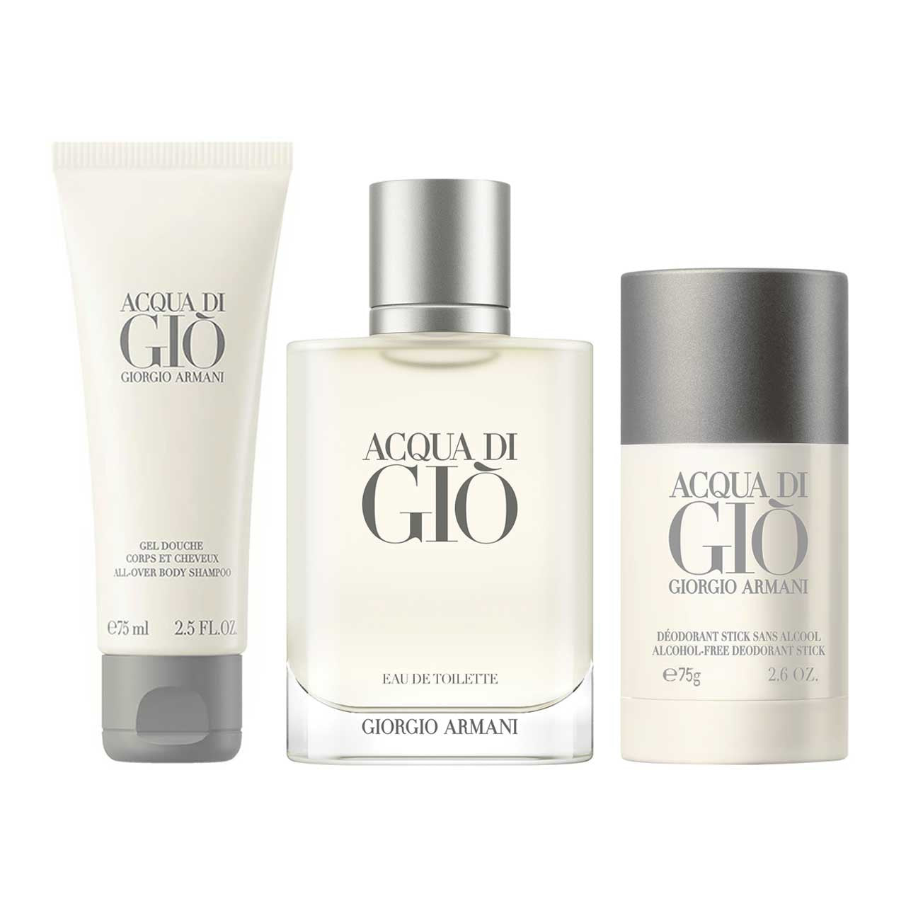 Acqua di Gio ESTUCHE 3 Piezas Hombre EDT 100ml + Gel de ducha 75ml + Desodorante en barra 75gr