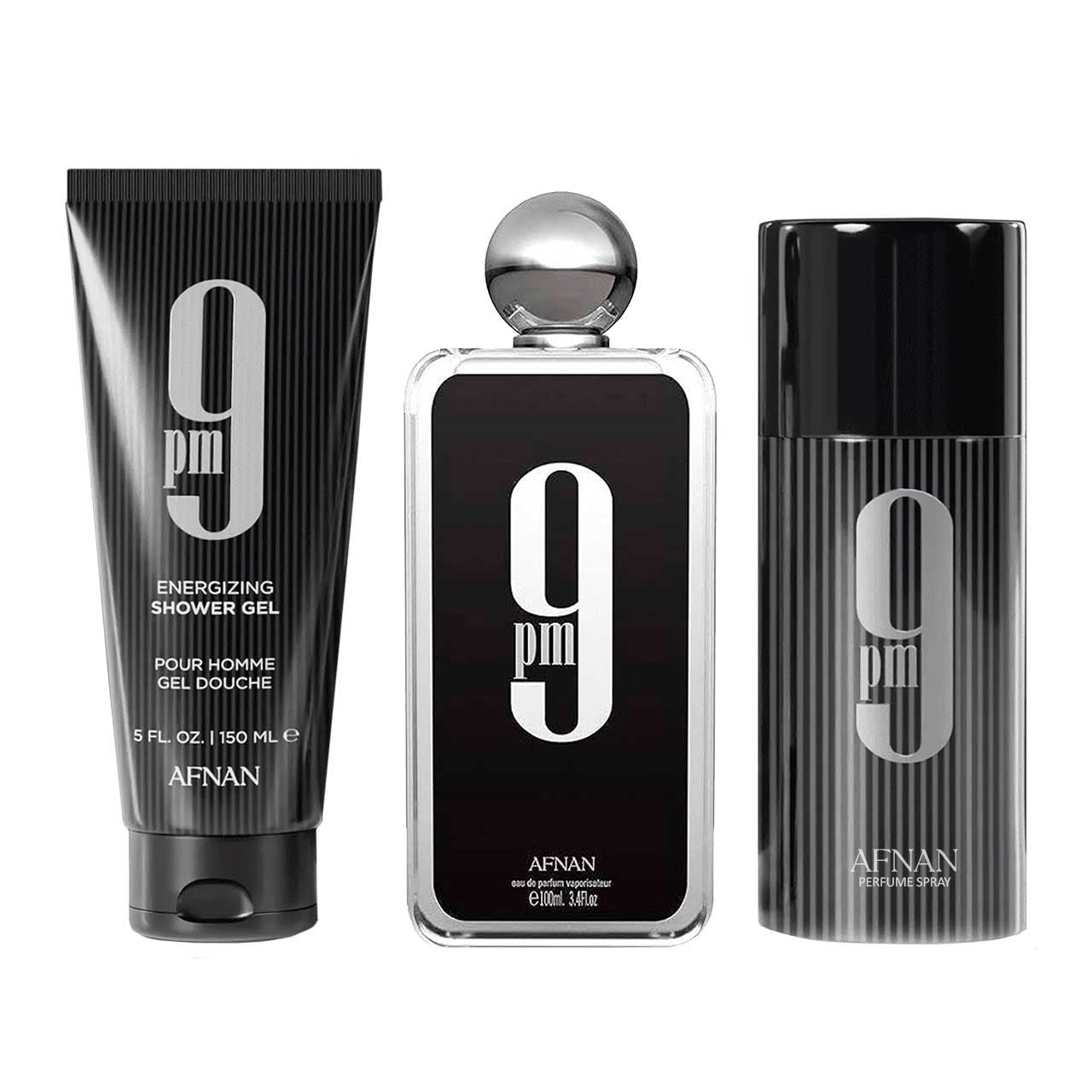 Afnan 9pm SET 3 Piezas Hombre EDP 100ml + Gel De Ducha 150ml + Desodorante 150ml