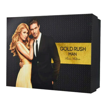 Gold Rush Estuche 4 Piezas Hombre by Paris Hilton EDT 100 ml + Gel p/bañar 90 ml + Desodorante + Mini 15ml