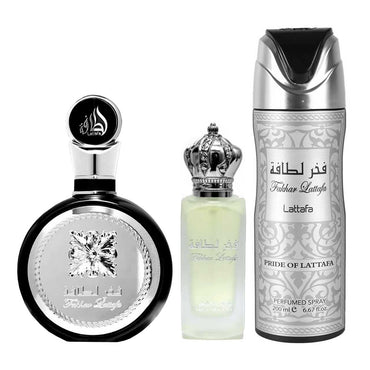 Lattafa Fakhar Black Estuche 3 Piezas Hombre EDP 100ml + Perfume Spray 200ml + Hair Mist 50ml