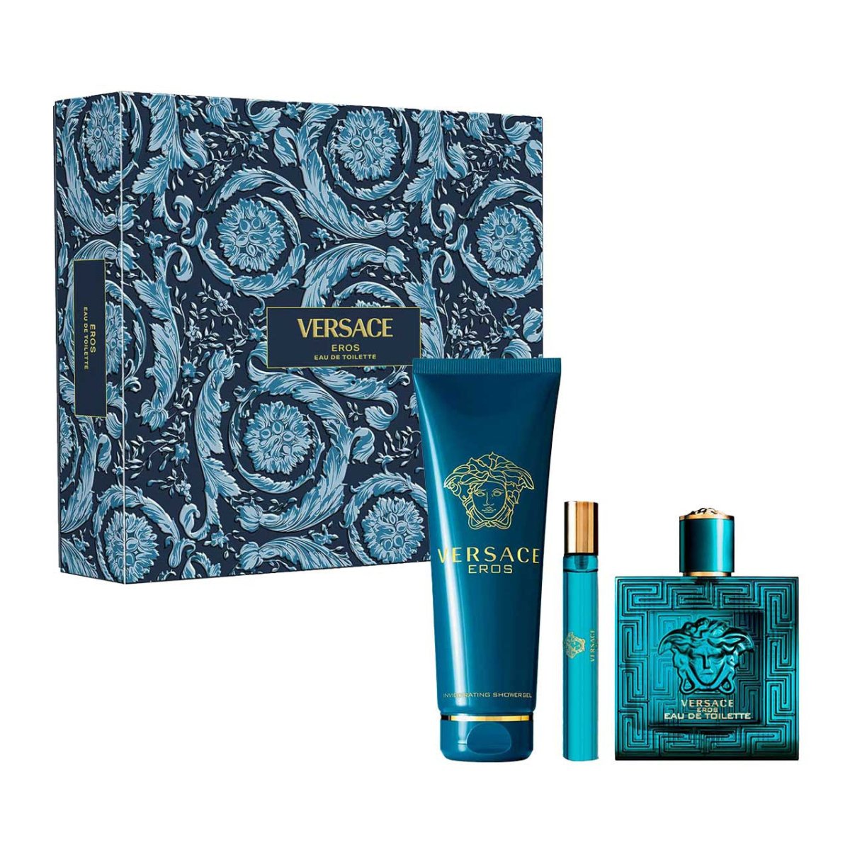 Versace Eros Set 3 Piezas Hombre EDT 100ml + Miniatura 10ml + Shower Gel 150ml