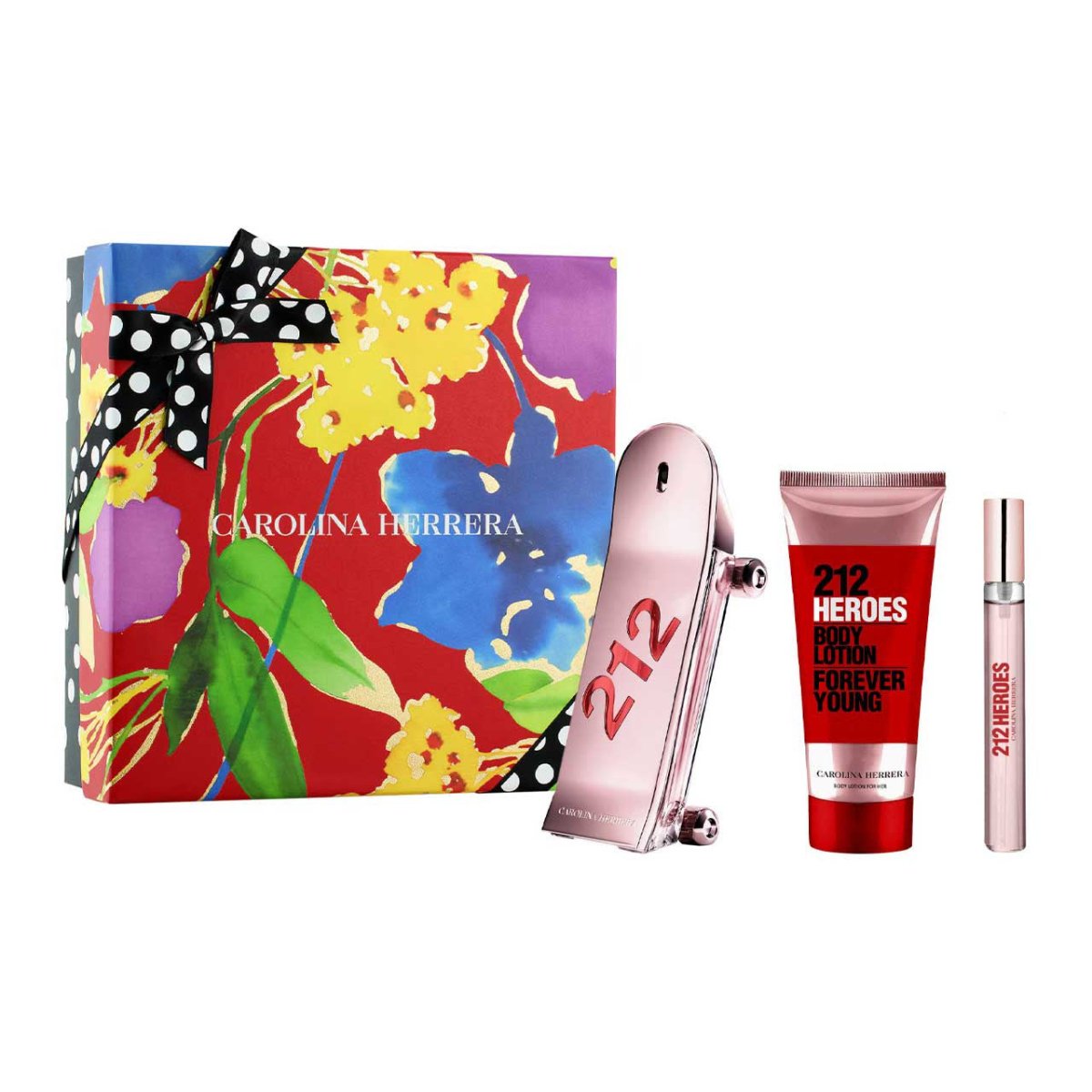 212 Heroes Estuche 3 Piezas Dama EDP 80ml + Body Lotion 100ml + Miniatura 10ml