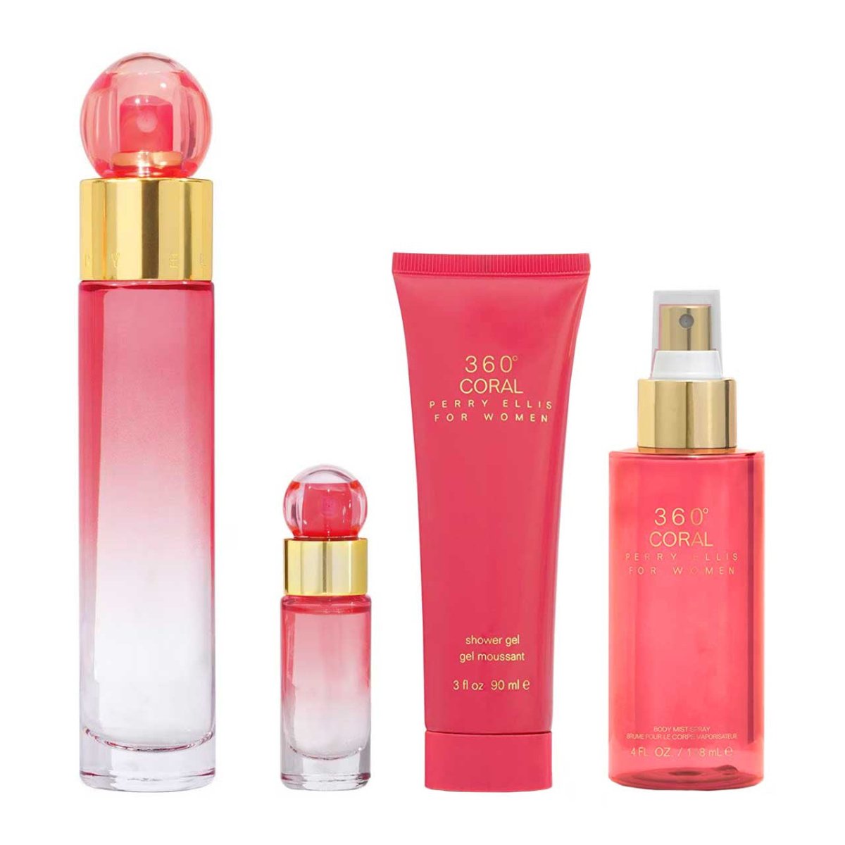 360 Coral SET 4 Piezas Dama EDP 100ml + Body Mist 118ml + Crema De Manos + Mini 7.5ml