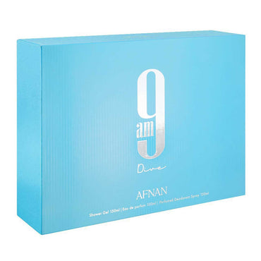 Afnan 9Am Dive SET 3 Piezas Unisex EDP 100ml + Gel De Ducha 150ml + Desodorante 150ml