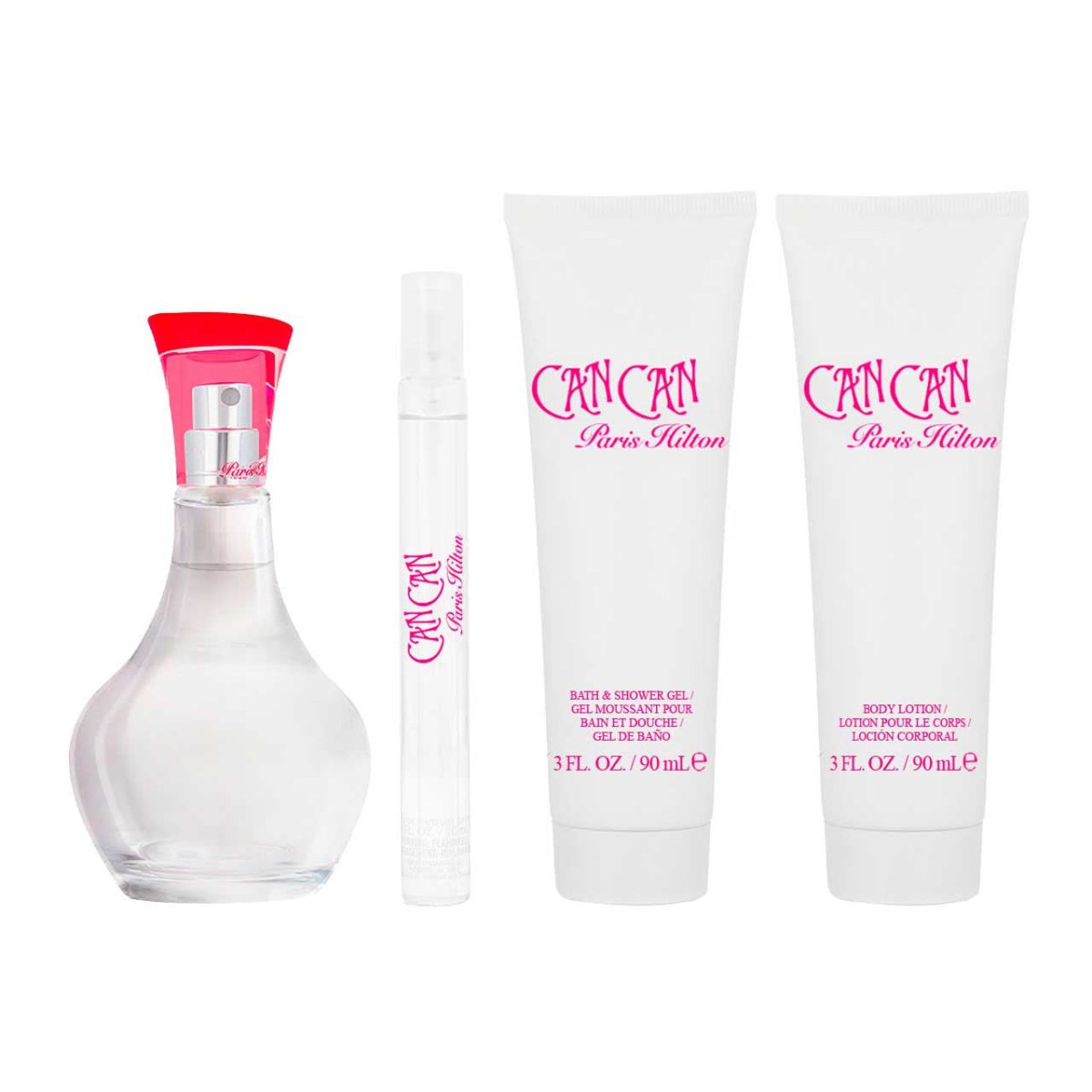 Can Can SET 4 Piezas Dama by Paris Hilton EDP 100 ml + Locion Corporal 90ml + Gel De Ducha 90ml + Mini 10ml