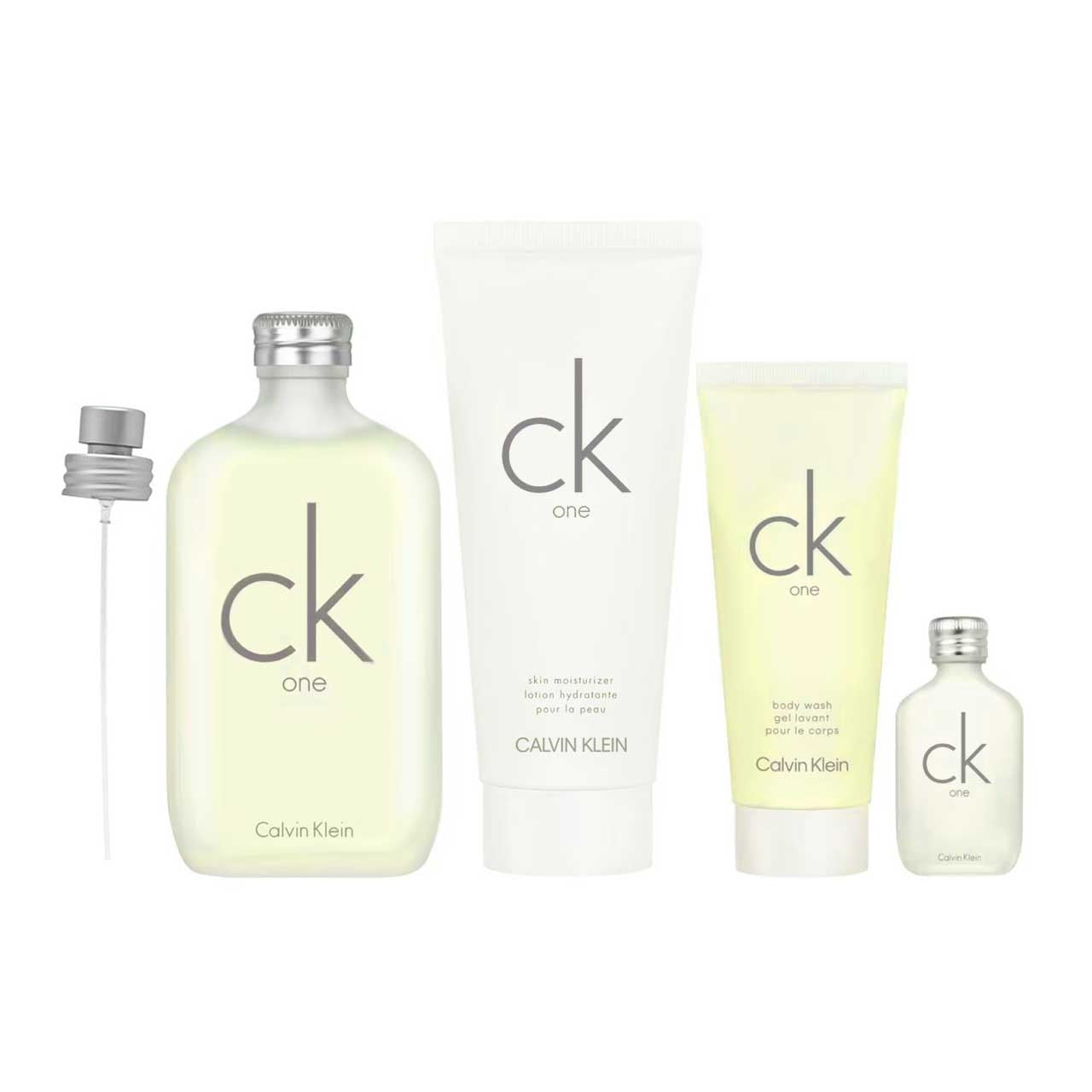Ck One SET 4 Piezas Unisex EDT 200ml + Body Lotion 200ml + Shower Gel 100ml + Mini 15ml