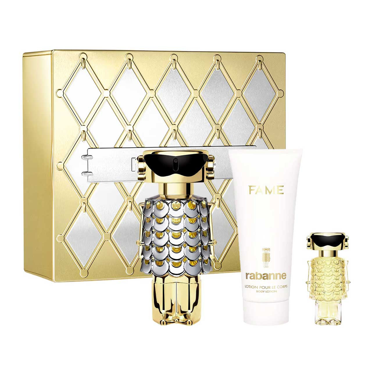 Fame Metal Robot Estuche 3 Piezas Dama EDP 80ml + Body Lotion 100ml + Miniatura 4ml