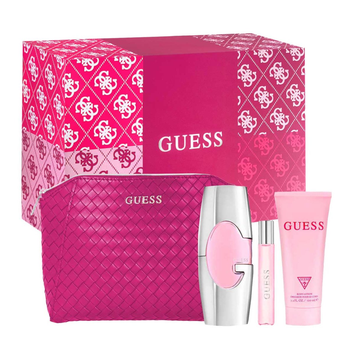 Guess SET 4 Piezas Dama EDP 75 ml + Crema Corporal 100ml + Miniatura 15ml + Cosmetiquera