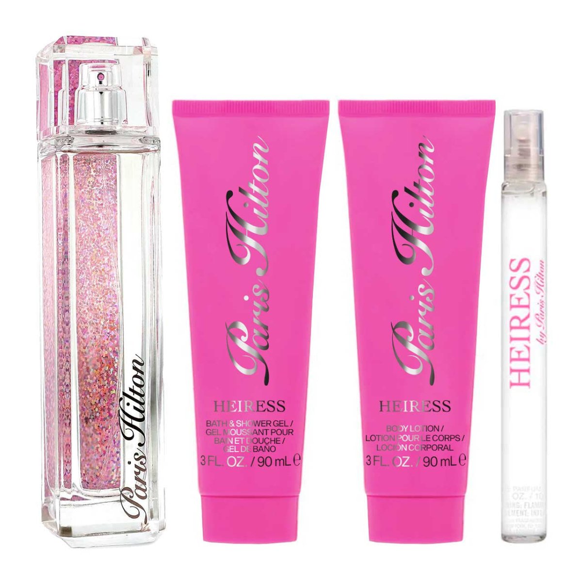 Heiress by Paris Hilton SET 4 Piezas Dama EDP 100ml + Locion Corporal 90ml + Gel De Ducha + Mini 10ml