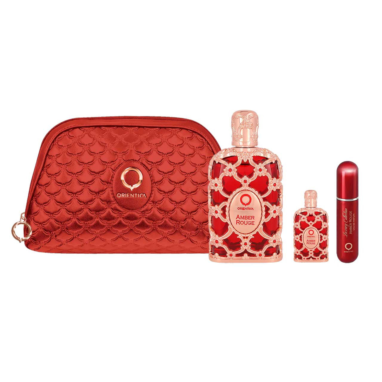 Orientica Amber Rouge Bolsa SET 4 Piezas Unisex EDP 80ml + EDP 7.5ml + 1 Mini 10ml + Bolsa