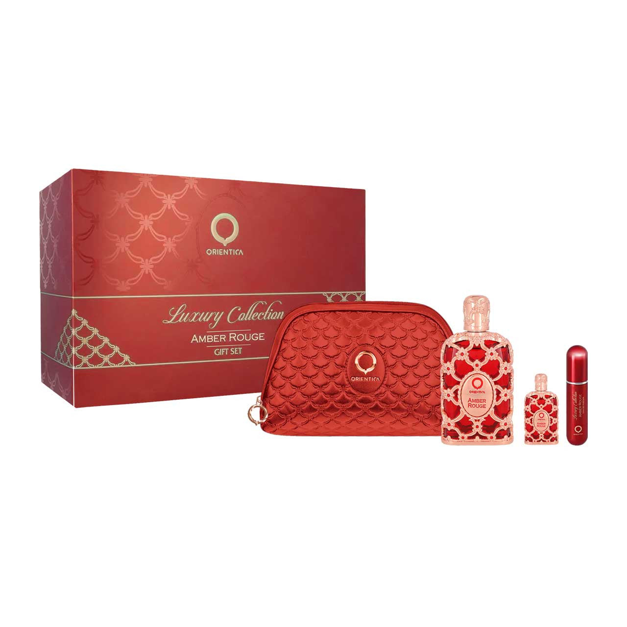 Orientica Amber Rouge Bolsa SET 4 Piezas Unisex EDP 80ml + EDP 7.5ml + 1 Mini 10ml + Bolsa