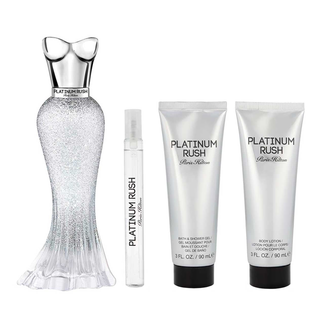 Platinum Rush SET 4 Piezas Dama EDP 100ml + Locion Corporal 100ml + Gel De Ducha + Mini 10ml