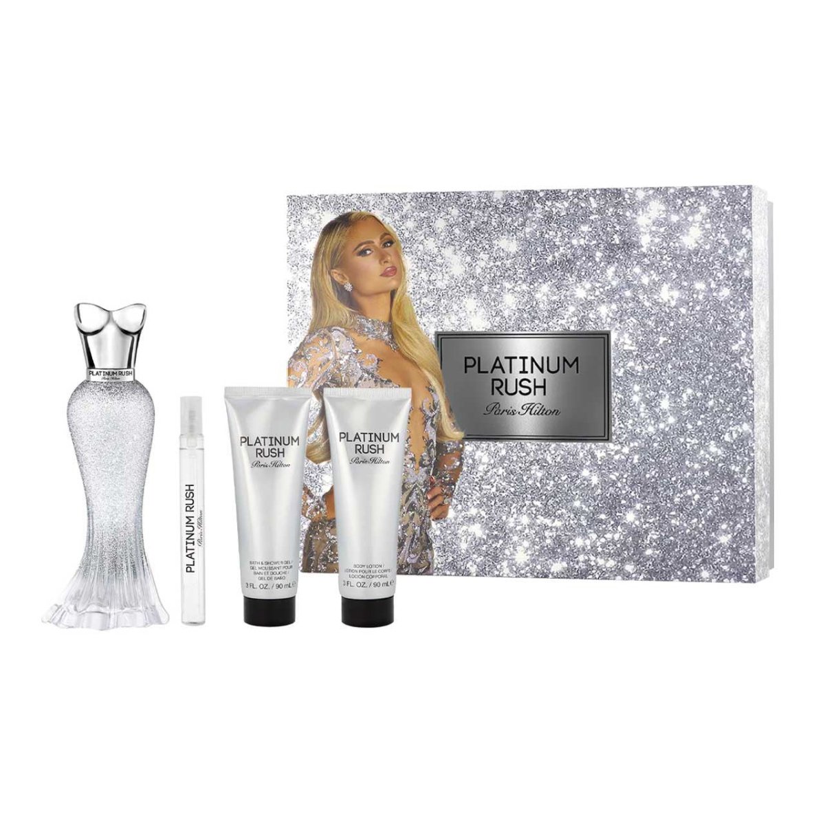 Platinum Rush SET 4 Piezas Dama EDP 100ml + Locion Corporal 100ml + Gel De Ducha + Mini 10ml