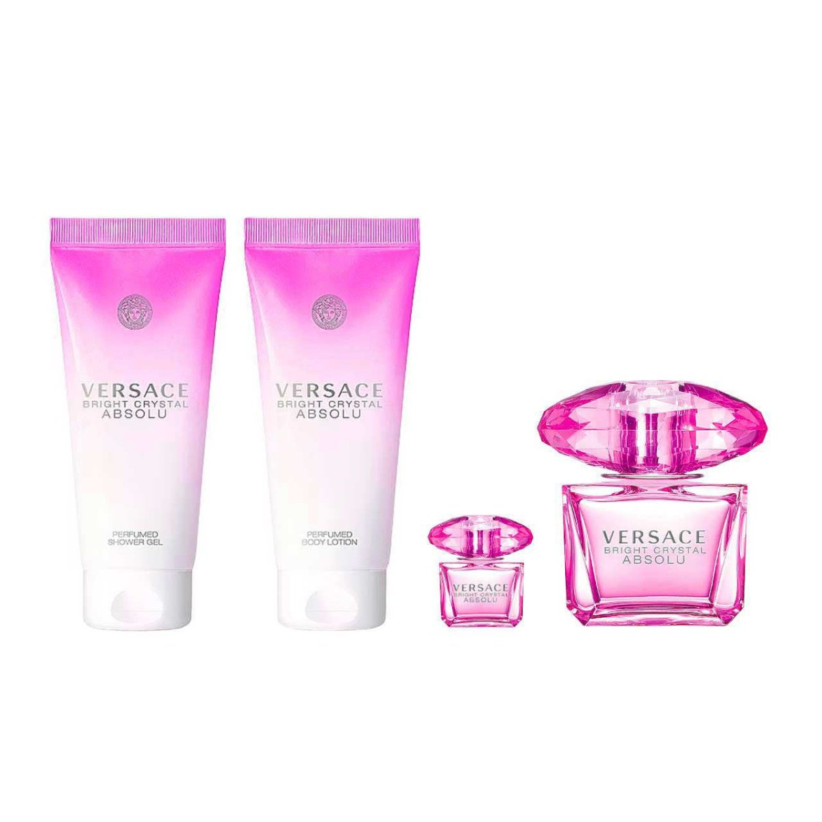 Versace Bright Crystal Absolu Estuche 4 Piezas Dama EDP 90ml + Shower Gel 100ml + Body Lotion 100ml + Miniatura 5ml