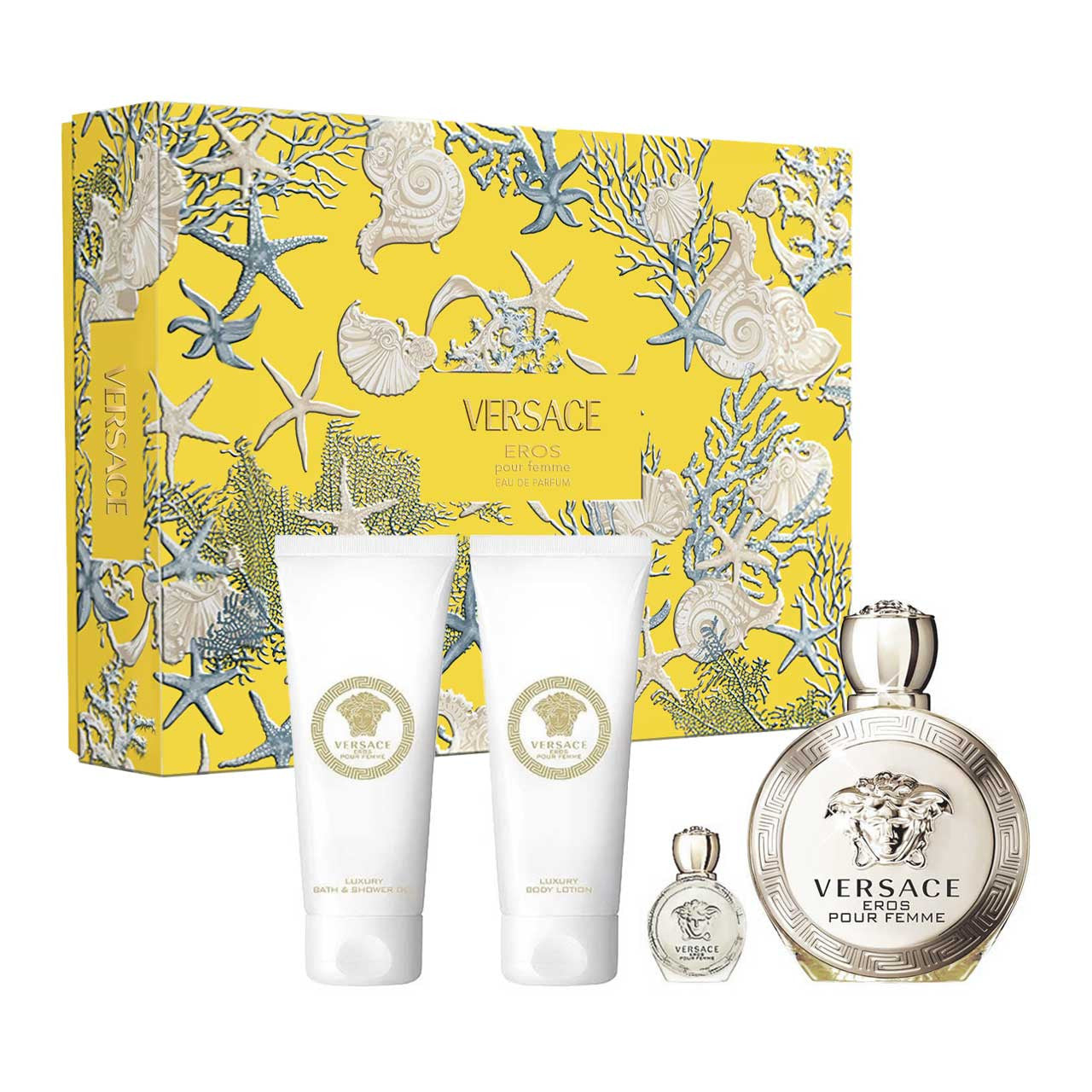 Versace Eros Estuche 4 Piezas Dama EDP 100ml + Shower Gel 100ml + Body Lotion 100ml + Miniatura 5ml
