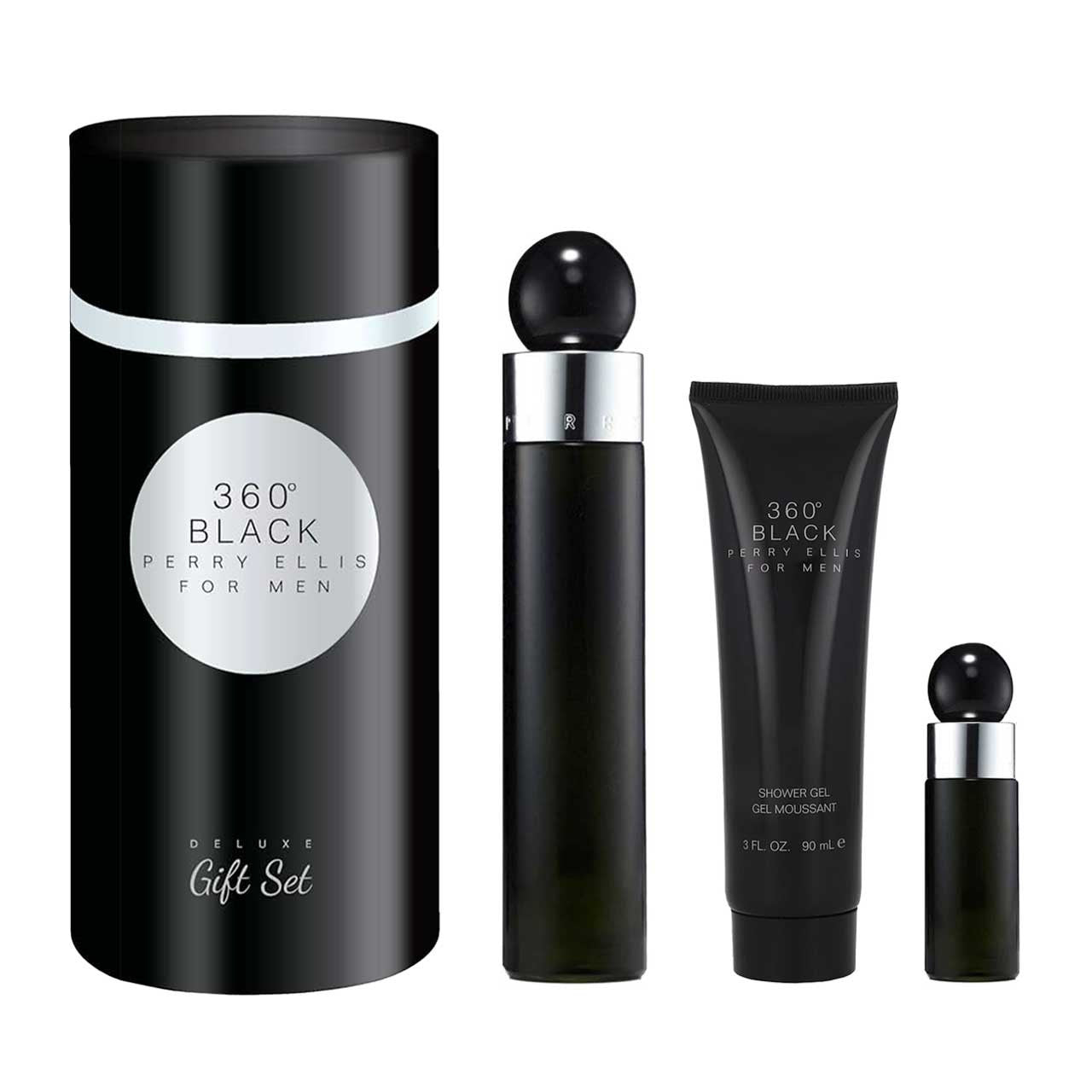 360 Black Cilindro Estuche 3 Piezas Hombre EDT 100ml + Shower Gel 90ml + Miniatura 7.5ml