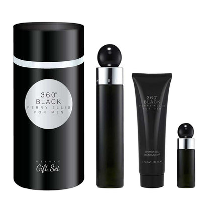 360 Black Cilindro Estuche 3 Piezas Hombre EDT 100ml + Shower Gel 90ml + Miniatura 7.5ml