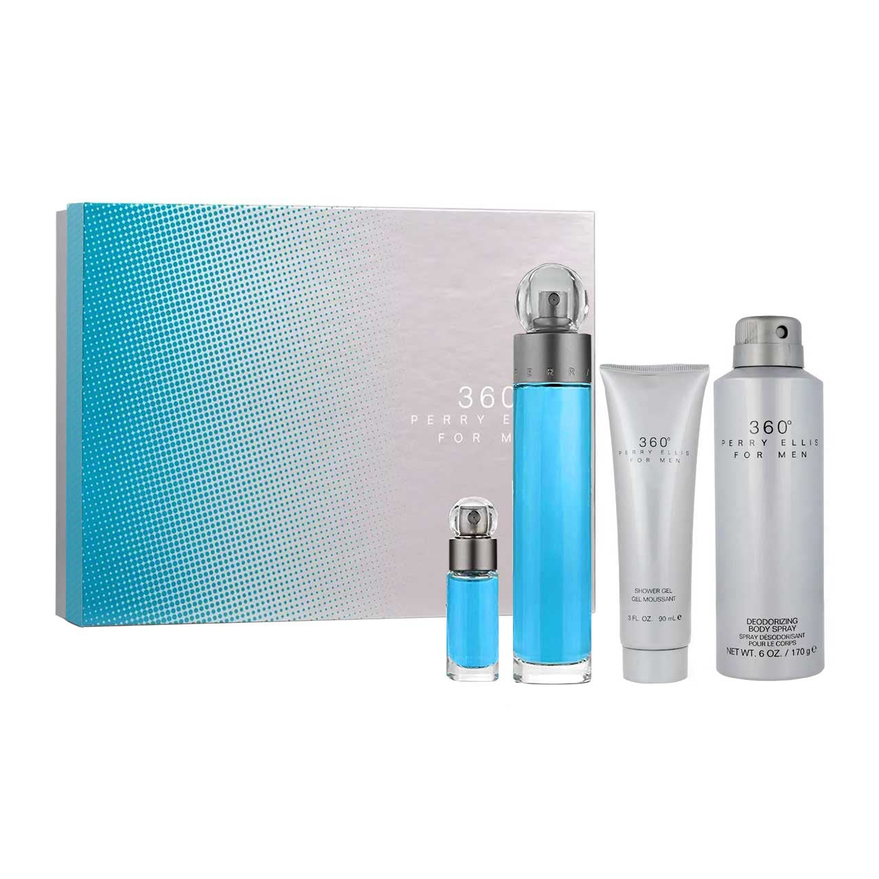 360 Men Estuche 4 Piezas Hombre EDT  100ml + Gel de ducha 50ml + Desodorante + Mini 7.5ml