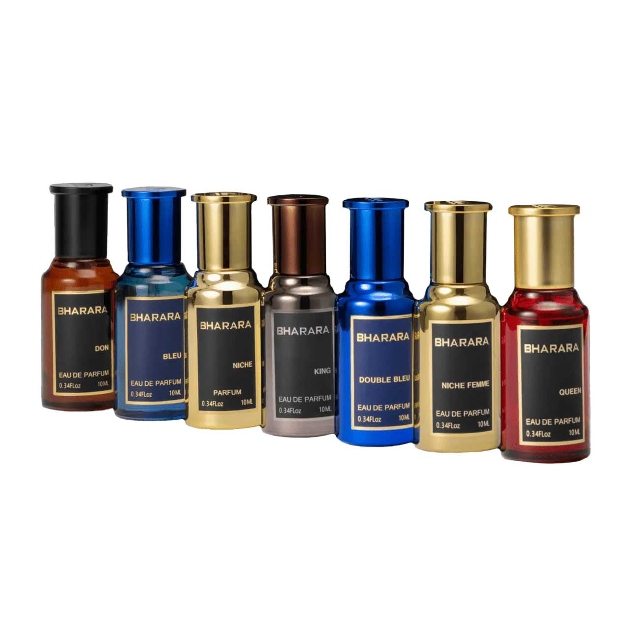 Bharara The Collection Mini Estuche 7 Piezas Hombre EDP 10ml King + EDP 10ml Double Bleu + EDP 10ml Bleu + EDP 10ml Don + EDP 10ml Niche Femme + EDP 10ml Niche + EDP 10ml Queen