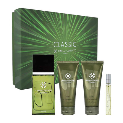 Carlo Corinto Estuche 4 Piezas Hombre EDT 100ml + Body Shampoo 100ml + After Shave Gel 100ml + Miniatura 10ml