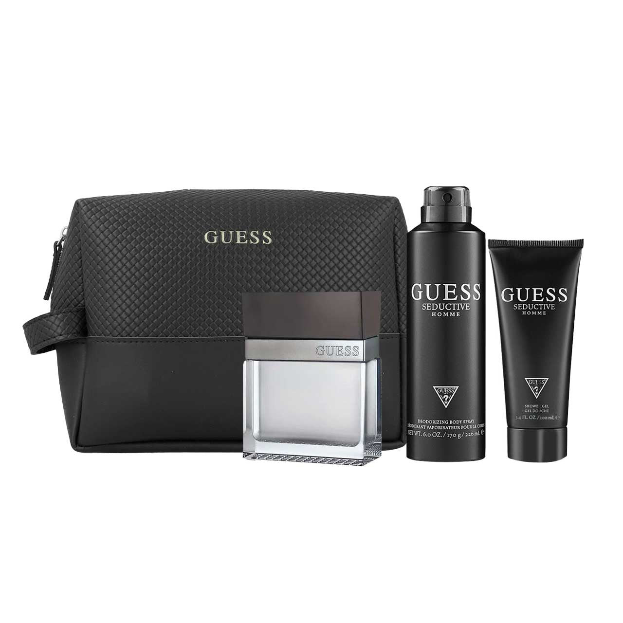 Guess Seductive Estuche 4 Piezas Hombre EDT 100ml + Desodorante 226ml + Gel de ducha 100ml + Bolsa de viaje