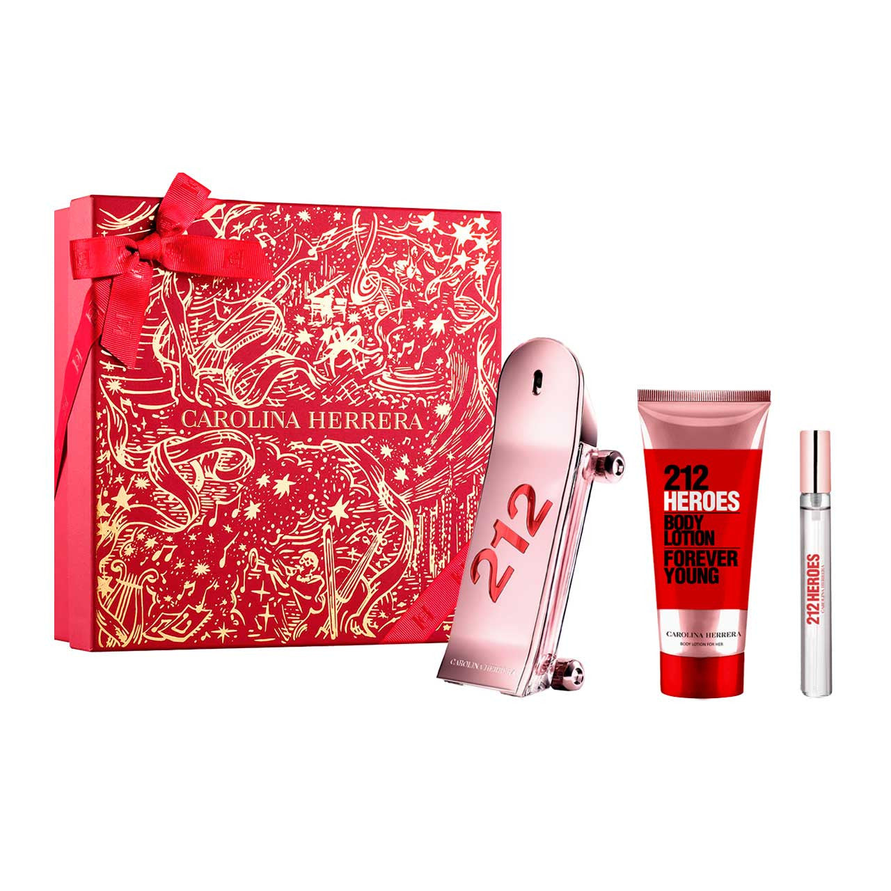 212 Heroes Navidad Estuche 3 Piezas Dama EDP 80ml + Locion corporal 100ml + Miniatura 10ml