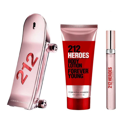 212 Heroes Estuche 3 Piezas Dama EDP 80ml + Body Lotion 100ml + Miniatura 10ml