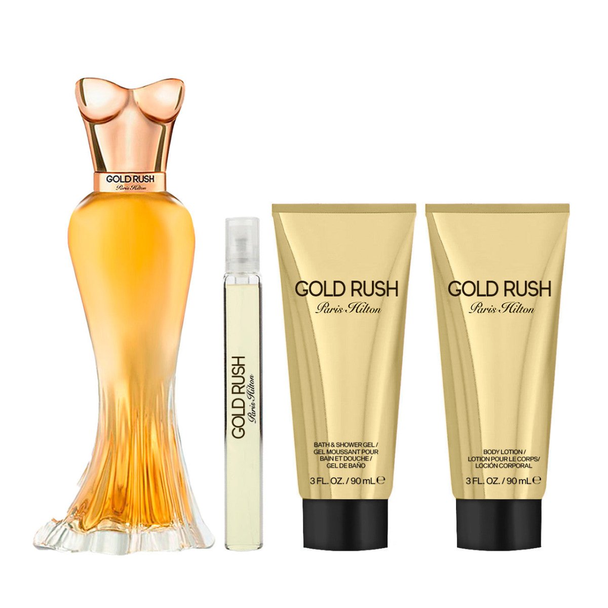 Gold Rush Estuche 4 Piezas Dama by Paris Hilton EDP 100ml + Crema Corporal 90ml + Gel De Ducha + Mini 10ml