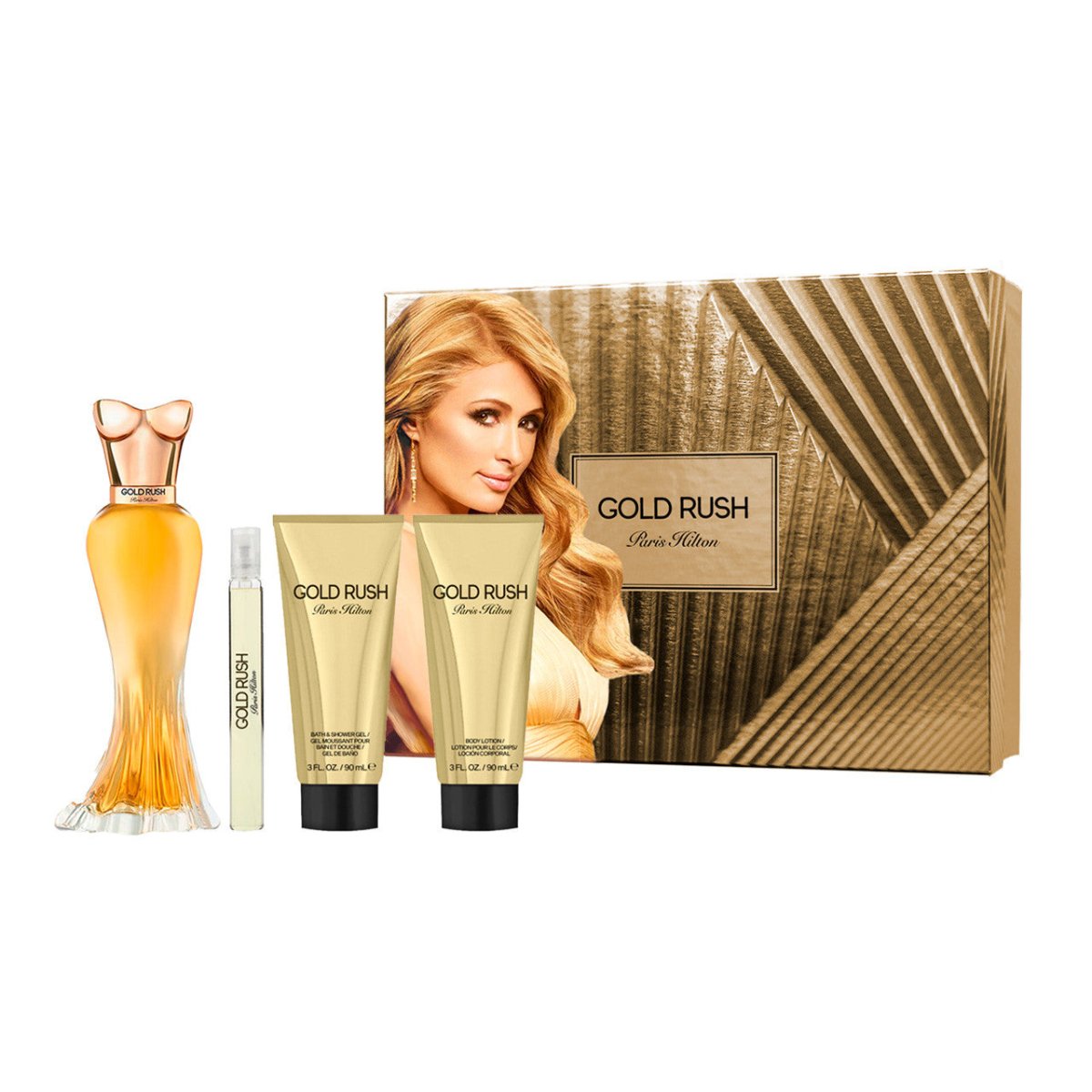 Gold Rush Estuche 4 Piezas Dama by Paris Hilton EDP 100ml + Crema Corporal 90ml + Gel De Ducha + Mini 10ml