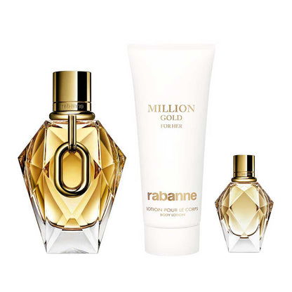 Million Gold For Her [Metal] Estuche 3 Piezas Dama EDP 90ml + Body Lotion 100ml + Miniatura 5ml