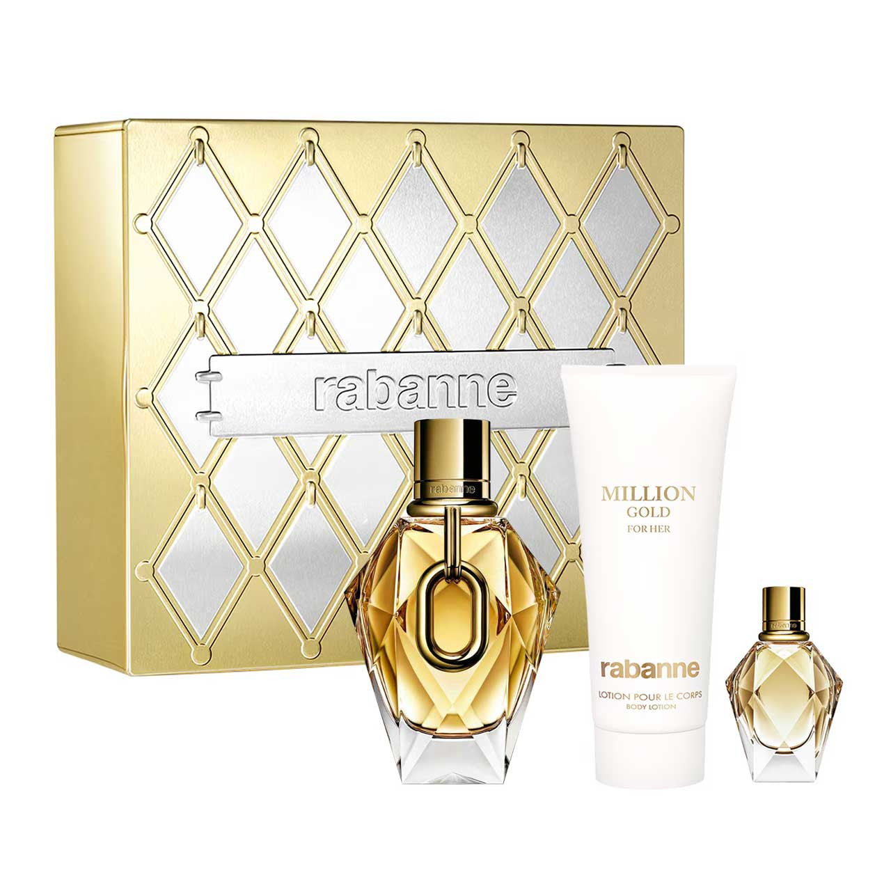 Million Gold For Her [Metal] Estuche 3 Piezas Dama EDP 90ml + Body Lotion 100ml + Miniatura 5ml